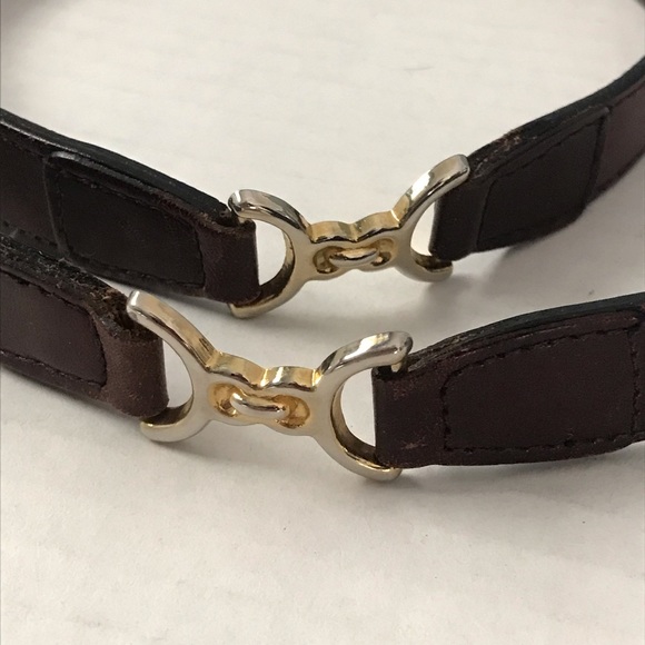 ETIENNE AIGNER Belt Logo Gold Hardware Brown Sz 28 - Picture 2 of 14